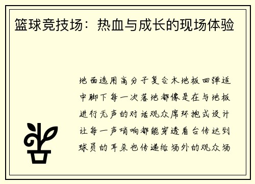 篮球竞技场：热血与成长的现场体验